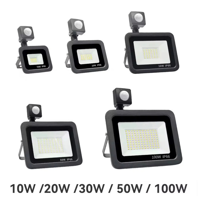 LED FloodLight PIR Motion Sensor Outdoor Led Spotlight 10W 20W 30W 50W 100W IP66 Waterproof Outdoor Garden Lighting Street Light