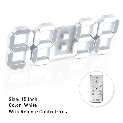 3D LED Wall Clock Large Digital Wall Clock With Remote Control Alarm Clock Time/Date/Temp Display Wall&Table Clock Modern Design