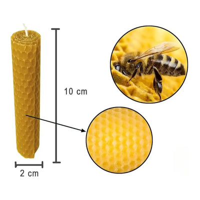 12 Pack Beeswax Candles, Natural 100% Honey Candle-Handmade Handmade by Spanish Beekeepers-Ideal for Meditation and Relaxation National Product