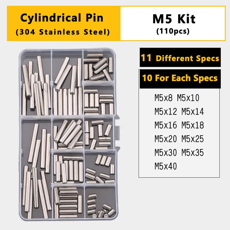 Split Spring Dowel Tension Roll Pin, Cylindrical Dowel Pin Split Pins Clip Cotter Pin Split Spring Pin  Combination Set/Kit