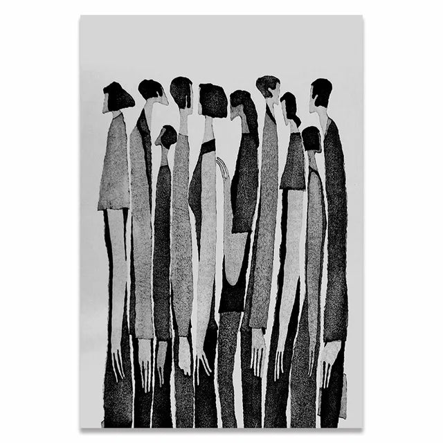 Modern Black White Abstract Characters Fashion Canvas Paintings Posters and Prints Wall Art Pictures for Living Room Home Decor