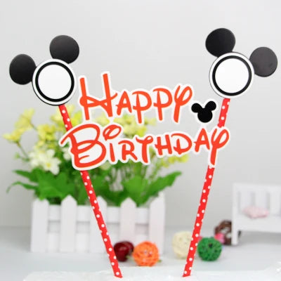 Hot Happy Birthday Number 0-9 Candles Cartoon Mickey Minnie Mouse Candle Cake Cupcake Topper Party Decoration Supplies DIY Gifts