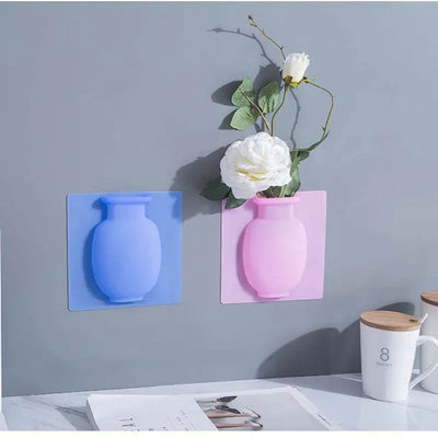 Sucker Silicone Vase Office Home Decorations Accessories Sticky Magic Flower Vase For The Wall Glass Fridge and Windows