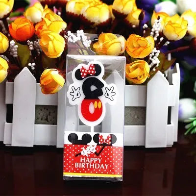 Hot Happy Birthday Number 0-9 Candles Cartoon Mickey Minnie Mouse Candle Cake Cupcake Topper Party Decoration Supplies DIY Gifts