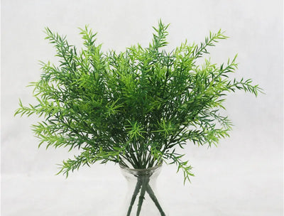 YO CHO Artificial Plants Plastic Twigs Green Grass Fake Plants Twigs Leaves Grass Flower Arrangement Wedding Party Home Decor