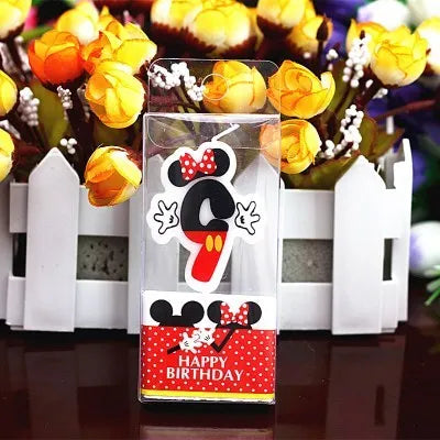 Hot Happy Birthday Number 0-9 Candles Cartoon Mickey Minnie Mouse Candle Cake Cupcake Topper Party Decoration Supplies DIY Gifts