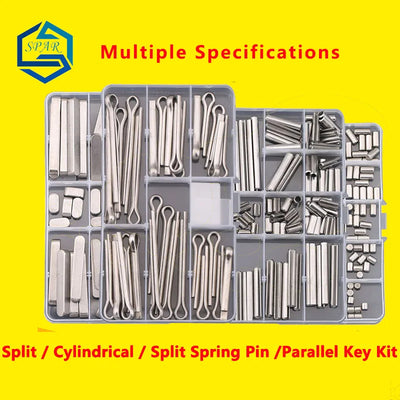 Split Spring Dowel Tension Roll Pin, Cylindrical Dowel Pin Split Pins Clip Cotter Pin Split Spring Pin  Combination Set/Kit