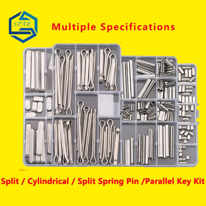 Split Spring Dowel Tension Roll Pin, Cylindrical Dowel Pin Split Pins Clip Cotter Pin Split Spring Pin  Combination Set/Kit