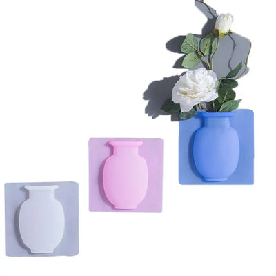 Sucker Silicone Vase Office Home Decorations Accessories Sticky Magic Flower Vase For The Wall Glass Fridge and Windows