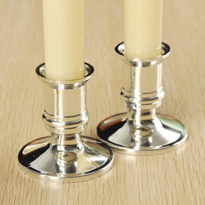 2pcs Traditional Shape Taper Standard Candle Holders Silver/Gold Candlestick Electronic Candles Wedding Dinner Home Decor