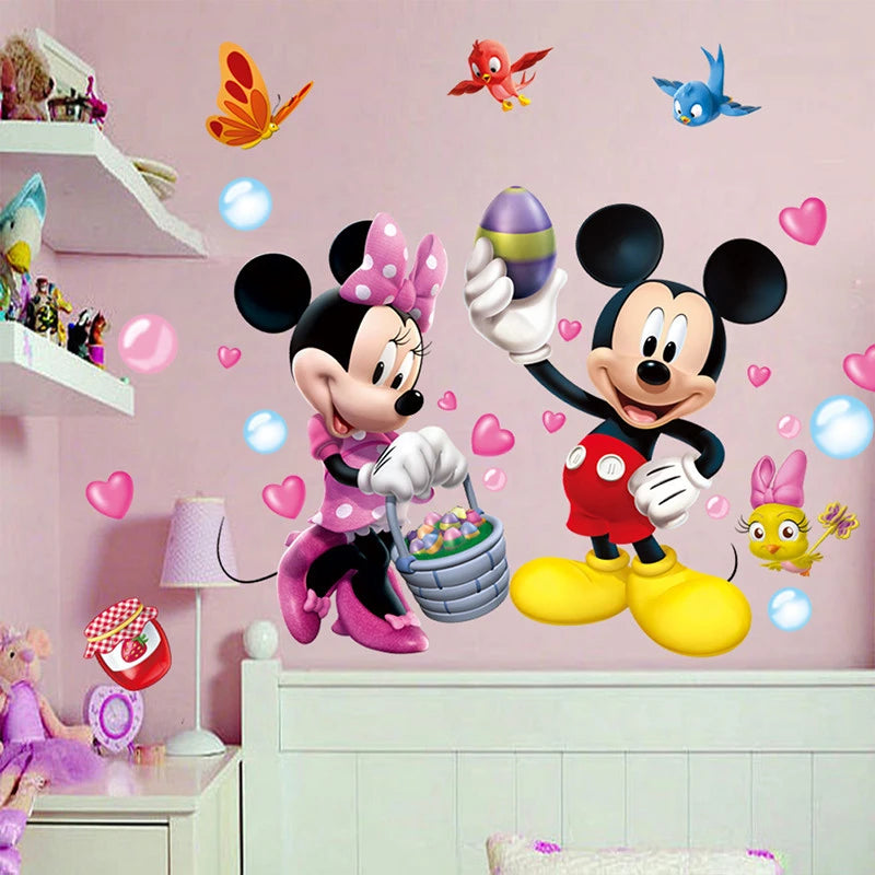 3D Cartoon  Mickey Minnie Wall Stickers For Kids Room  Bedroom Wall Decoration  Princess Room Sticker