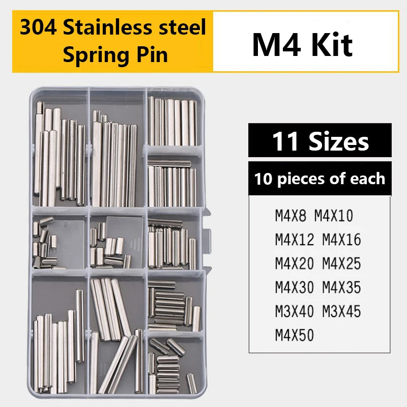 Stainless Steel U R Shape Split Cotter Clip Pins Set Spring Dowel Tension Roll Pin Assortment Kit Fastener Fitting