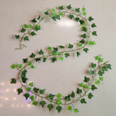 210Cm Artificial Hanging Christmas Garland Plants Vine Leaves Green Silk Outdoor Home Wedding Party Bathroom Garden Decoration