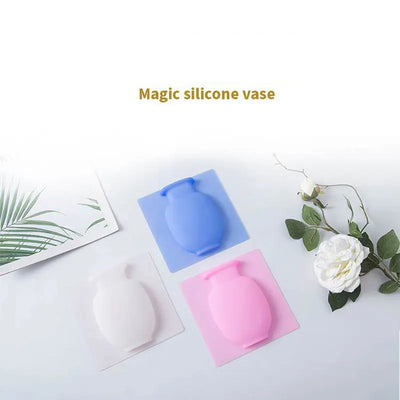 Silicone Flower Vase Easy Removable Wall And Fridge Magic Plant Rubber Sticker Vases DIY Home Decoration Accessories