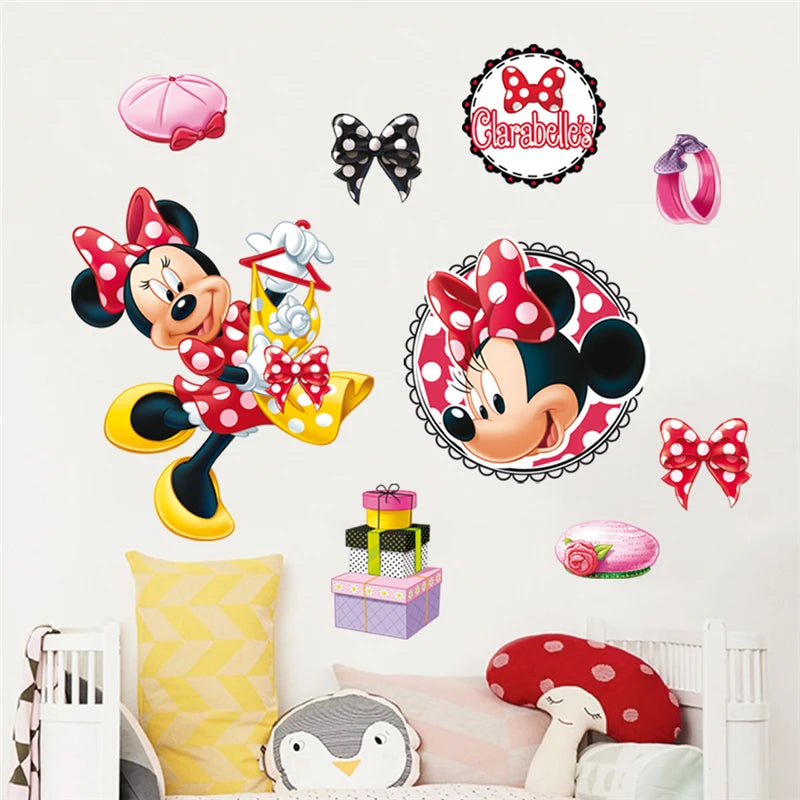 3D Cartoon  Mickey Minnie Wall Stickers For Kids Room  Bedroom Wall Decoration  Princess Room Sticker