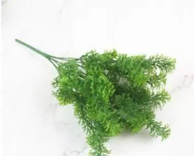 YO CHO Artificial Plants Plastic Twigs Green Grass Fake Plants Twigs Leaves Grass Flower Arrangement Wedding Party Home Decor