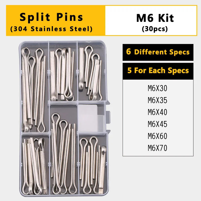 Split Spring Dowel Tension Roll Pin, Cylindrical Dowel Pin Split Pins Clip Cotter Pin Split Spring Pin  Combination Set/Kit