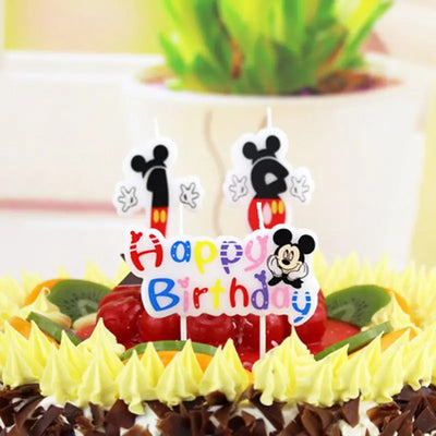 Hot Happy Birthday Number 0-9 Candles Cartoon Mickey Minnie Mouse Candle Cake Cupcake Topper Party Decoration Supplies DIY Gifts