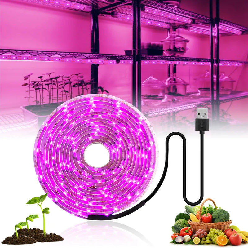 LED Grow Light Full Spectrum 5V USB Grow Light Strip 2835 LED Phyto Lamps For Plants Greenhouse Hydroponic Growing 0.5M 1M 2M 3M