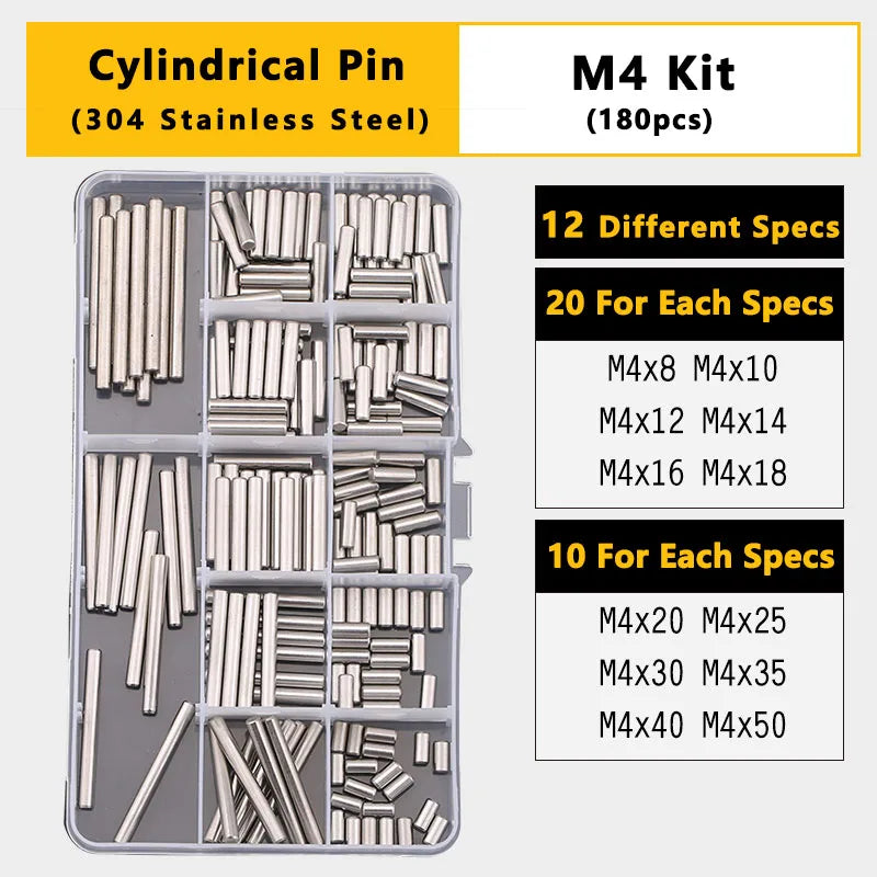 Split Spring Dowel Tension Roll Pin, Cylindrical Dowel Pin Split Pins Clip Cotter Pin Split Spring Pin  Combination Set/Kit