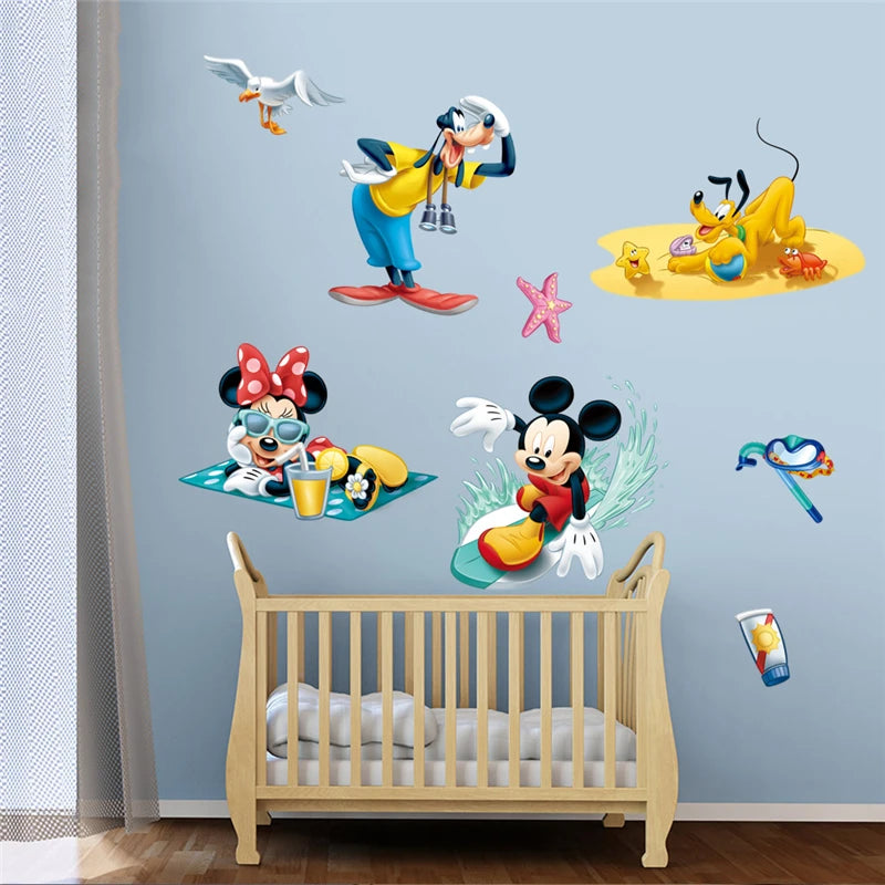 3D Cartoon  Mickey Minnie Wall Stickers For Kids Room  Bedroom Wall Decoration  Princess Room Sticker