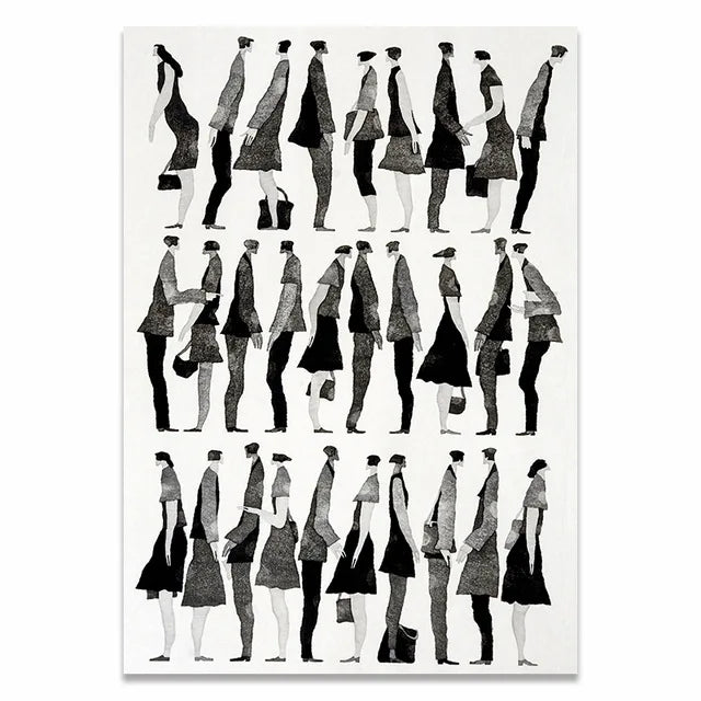 Modern Black White Abstract Characters Fashion Canvas Paintings Posters and Prints Wall Art Pictures for Living Room Home Decor