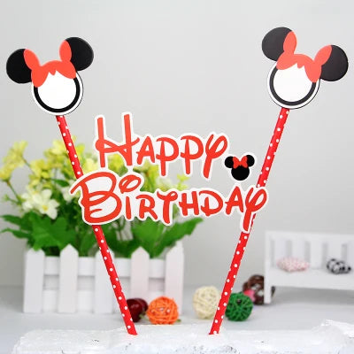 Hot Happy Birthday Number 0-9 Candles Cartoon Mickey Minnie Mouse Candle Cake Cupcake Topper Party Decoration Supplies DIY Gifts