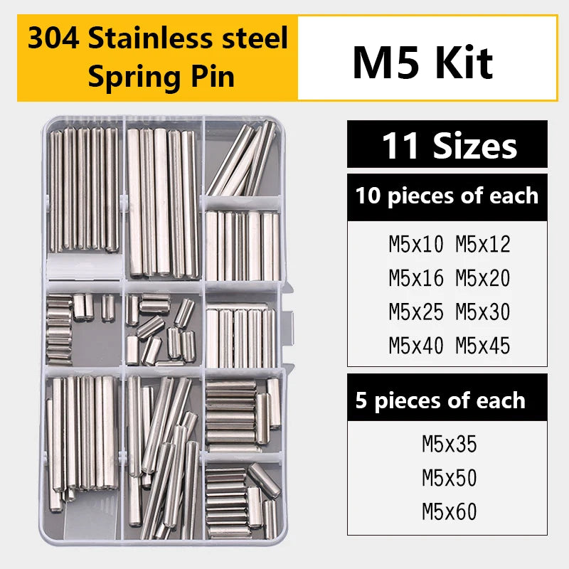 Stainless Steel U R Shape Split Cotter Clip Pins Set Spring Dowel Tension Roll Pin Assortment Kit Fastener Fitting