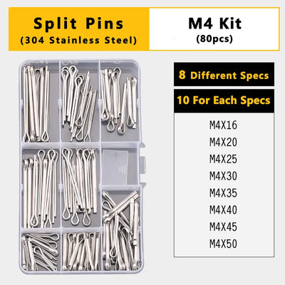 Split Spring Dowel Tension Roll Pin, Cylindrical Dowel Pin Split Pins Clip Cotter Pin Split Spring Pin  Combination Set/Kit