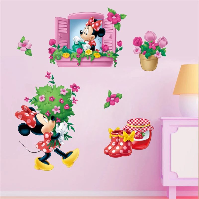 3D Cartoon  Mickey Minnie Wall Stickers For Kids Room  Bedroom Wall Decoration  Princess Room Sticker