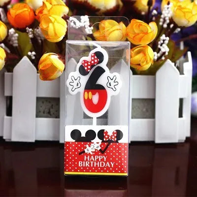 Hot Happy Birthday Number 0-9 Candles Cartoon Mickey Minnie Mouse Candle Cake Cupcake Topper Party Decoration Supplies DIY Gifts