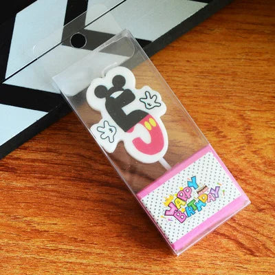 Hot Happy Birthday Number 0-9 Candles Cartoon Mickey Minnie Mouse Candle Cake Cupcake Topper Party Decoration Supplies DIY Gifts