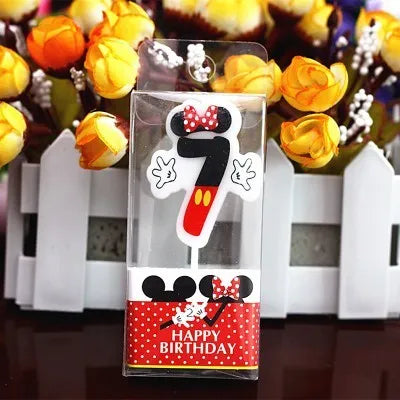 Hot Happy Birthday Number 0-9 Candles Cartoon Mickey Minnie Mouse Candle Cake Cupcake Topper Party Decoration Supplies DIY Gifts