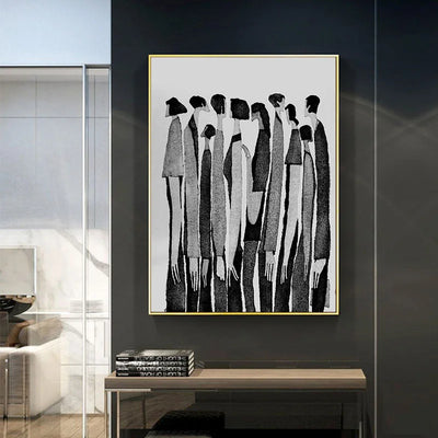 Modern Black White Abstract Characters Fashion Canvas Paintings Posters and Prints Wall Art Pictures for Living Room Home Decor