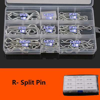 Stainless Steel U R Shape Split Cotter Clip Pins Set Spring Dowel Tension Roll Pin Assortment Kit Fastener Fitting