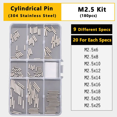 Split Spring Dowel Tension Roll Pin, Cylindrical Dowel Pin Split Pins Clip Cotter Pin Split Spring Pin  Combination Set/Kit