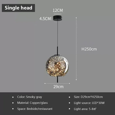 LED Glass Pendant Light Light Luxury Pendant Lamp Deco Nordic Hanging Light Fixtures Bedroom Modern Luminaire Suspension Lamp