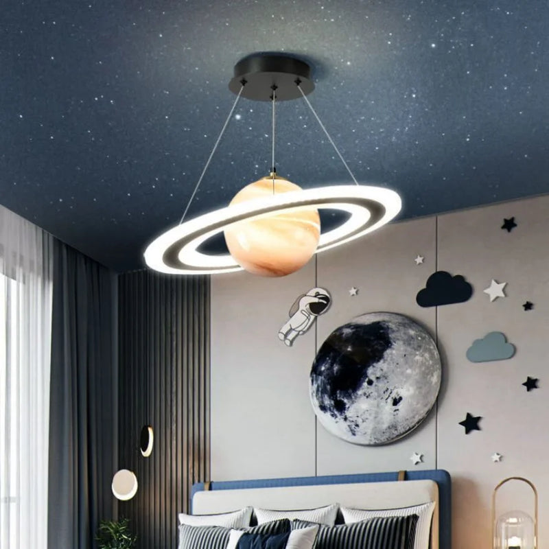 Saturn Pendant Lights for Children Bedroom Modern Led Hanging Lamp Planet Decoration Kids Lighting Ceiling Chandeliers Modern