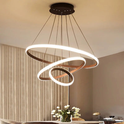 Outer Luminous Circle Living Room Pendant Chandelier Modern 4 Lamp Colors Available Factory Direct Sales LED Lighting Fixture