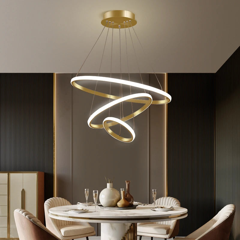 Outer Luminous Circle Living Room Pendant Chandelier Modern 4 Lamp Colors Available Factory Direct Sales LED Lighting Fixture