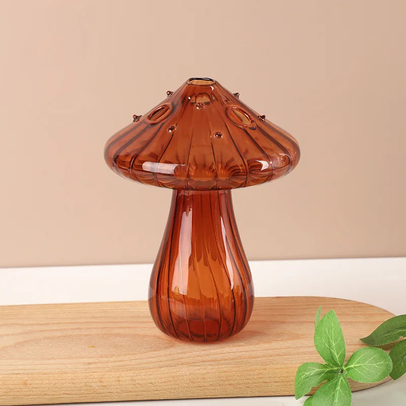 Transparent Mushroom Glass Vase Aromatherapy Bottle Home Small Vase Hydroponic Flower Pot Simple Table Decoration Home Decor