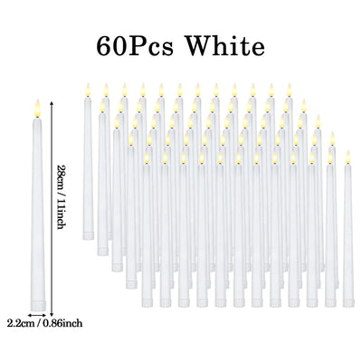 160-12Pcs LED Taper Candle with Flickering Flame Flameless Battery Operated Candles for Wedding Valentine Dinner Decoration