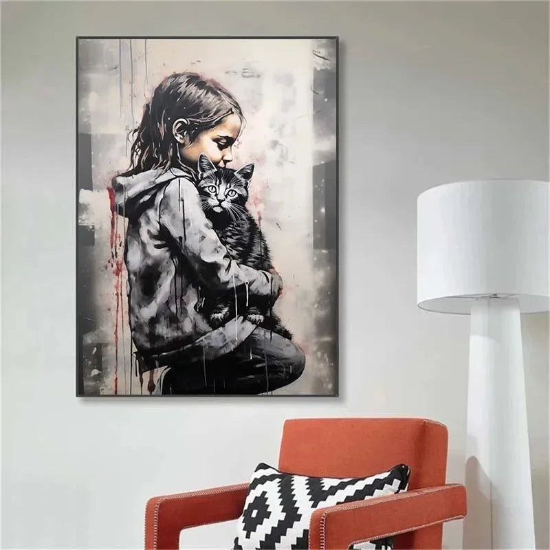 Banksy Graffiti Boy Girl with Balloon on Canvas Posters Prints Pop Street Wall Art Painting for Living Room Home Decor Cuadros