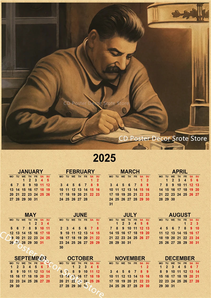 USSR CCCP 2025 Calendar Poster Celebrity Aesthetic Prints Posters Wall Art Retro Painting Home Room Cafe Club Dorm Wall Decor