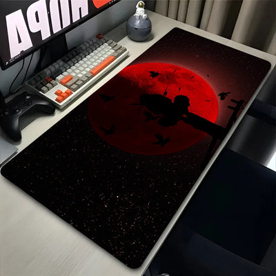 Japan Cool Anime Mouse Pad Laptop Red Moon Gaming Keyboard Rug XL N-narutoS Mousepad PC I-itachi Gamer U-uchiha Cabinet Desk Mat