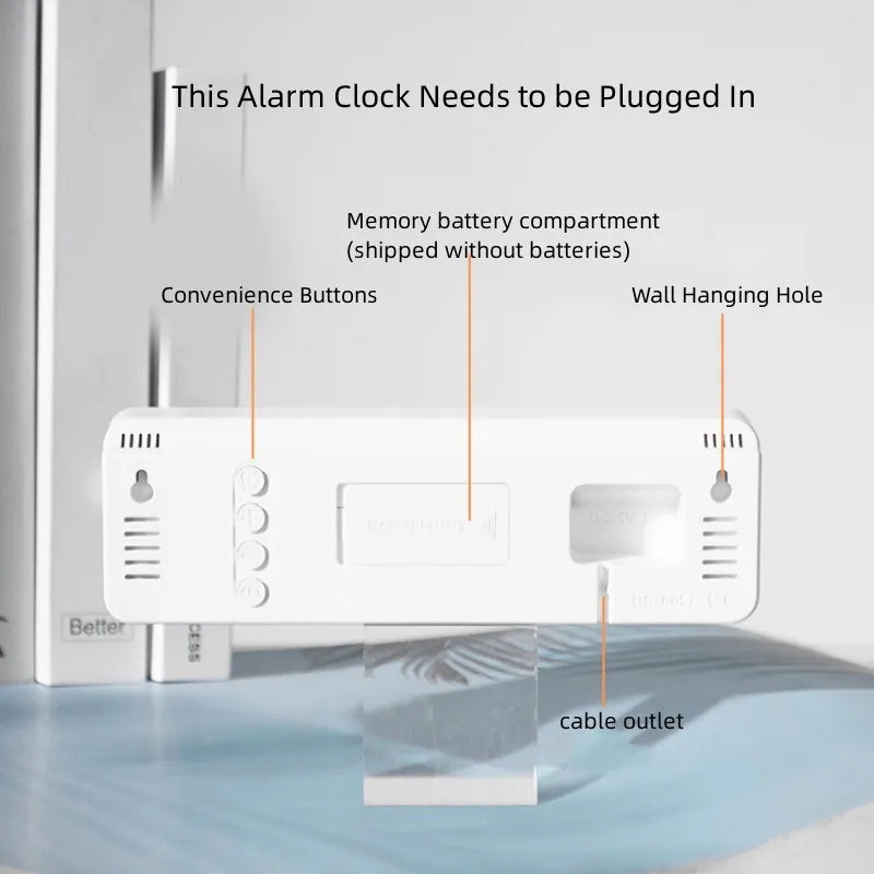 Smart Mute LED Electronic Night Alarm Wall Clock Modern Desk Clock Minimalist Thermometer Calendar Time Cube Clock Home Decor