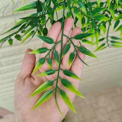 2Pcs Artificial Hanging Plants Bamboo Hanging Vines Fake Hanging Plant Faux Ivy Vine Outdoor UV Resistant Plastic Plants