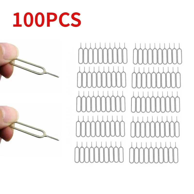 1-100PCS Universal Anti Loss Pin Eject Sim Card Tray Open Pin Needle Key Tool For iPhone 15 Samsung Xiaomi Redmi Huawei