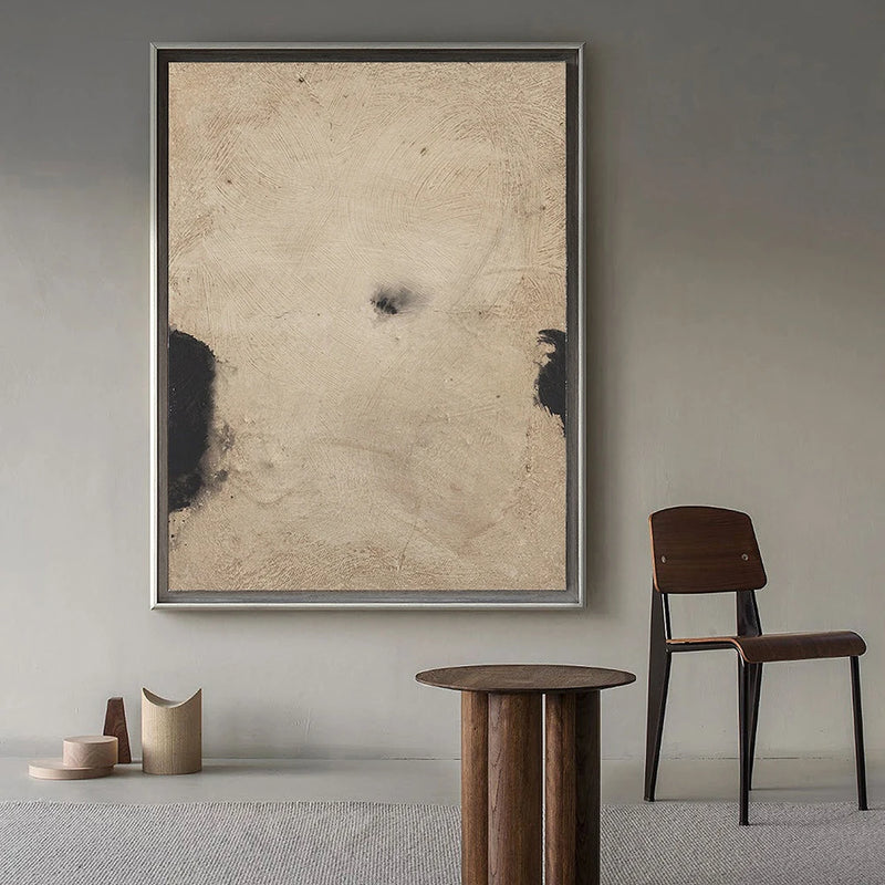 Large Wall Art paintings Beige Black Abstract Oil Painting Textured Paintings Modern Minimalist Art Bedroom Living Room Decor