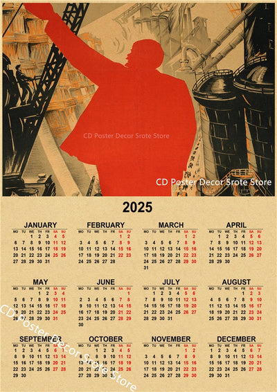 USSR CCCP 2025 Calendar Poster Celebrity Aesthetic Prints Posters Wall Art Retro Painting Home Room Cafe Club Dorm Wall Decor